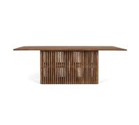 GINER & COLOMER - Mesa de Comedor de Madera de Mango Maciza, 220x100 cm, Color Avellana, Base Central Rectangular, Diseño Contemporáneo/Rústico