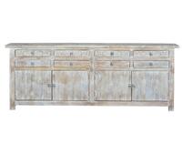 Giner y Colomer Aparador Madera de Mango Blanco Envejecido 100x200 cm 8 Cajones