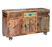GINER Y COLOMER Aparador Madera Reciclada Multicolor 3 Cajones 3 Puertas