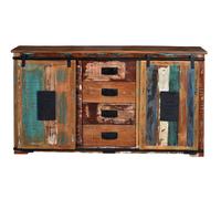 Giner y Colomer Aparador Madera Reciclada Multicolor 81x130x38 cm 2 Puertas Correderas 4 Cajones