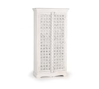 Giner y Colomer Armario Madera de Mango Blanco con Espejo 2 Puertas 3 Estantes