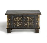 GINER Y COLOMER Baúl de Madera de Mango Marrón Oscuro con Detalles en Bronce y Metal