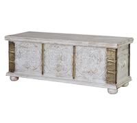 Giner Y Colomer Baúl Madera de Mango Blanco Envejecido 45x116x40 cm