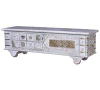 Giner y Colomer Baúl Madera de Mango Blanco Envejecido 48x148x43 cm