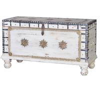 Giner y Colomer Baúl Madera de Mango Blanco Envejecido 57x100x40 cm