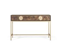 GINER Y COLOMER Consola de Mango Nogal y Oro 2 Cajones