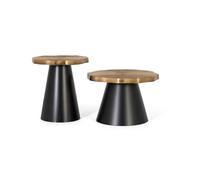 GINER Y COLOMER Lote de 2 Mesas de Centro Metal Negro y Cobre Envejecido 62 cm y 50 cm