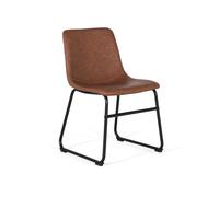 GINER Y COLOMER Lote de 4 Sillas Tapizadas PU Marrón Acopladas con Patas de Acero