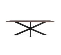 GINER Y COLOMER Mesa de Comedor 230 cm Madera de Acacia Color Nogal, Patas de Metal Negro - Estilo Industrial Rústico con Base de Araña, Tapa 3.6 cm, Requiere Montaje