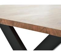 Giner y Colomer Mesa de Comedor Acacia Natural con Patas de Metal Negro 180 cm