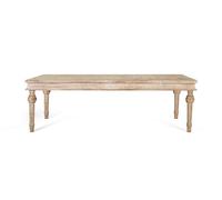 GINER Y COLOMER Mesa de Comedor de Madera Maciza de Mango 240 cm, Tapa Tallada con Pátina Blanca y Patas Torneadas, Estilo Rústico Vintage