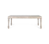 GINER Y COLOMER Mesa de Comedor Rectangular de Madera de Mango con Cristal Tallada a Mano 220 cm, Blanco Decapé