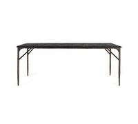 GINER Y COLOMER Mesa de Comedor Rectangular de Madera Maciza 200 cm, Tapa Negra y Patas de Hierro con Acabado Bronce Envejecido, Estilo Industrial Contemporáneo
