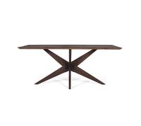 GINER Y COLOMER Mesa de Comedor Rectangular en Madera de Mango Wengué 180x90cm, Base de Hierro Negro Estructura Estrella, Robusta