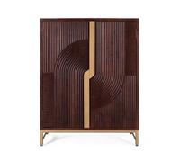 GINER Y COLOMER Mueble Bar 119 cm Alto en Madera de Mango y Metal, Color Cereza, 120x91x46 cm