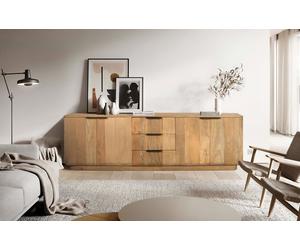 Giner y Colomer Mueble TV Madera de Mango Natural con 4 Puertas y 3 Cajones
