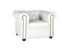GINER Y COLOMER Sillón Chester Uniplaza Tapizado en Piel Natural Acabado Blanco