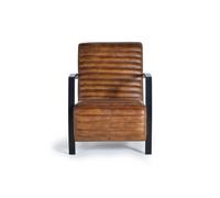 Giner y Colomer Sillón Industrial en Piel Natural Marrón con Estructura de Hierro