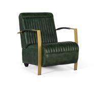 Giner Y Colomer Sillón Tapizado en Piel Natural con Estructura Metálica Dorada Verde