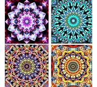 Ginfonr 5D Diamond Painting Diamante Pintura Mandala Flor Flor Arte Pintura Por Kits Numéricos Pintura De Taladro Completo Con Decoración De Pared De Diamantes Art 30 * 40 cm, 4Pack