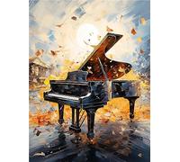 Ginfonr 5D Diamond Painting Diamante Pintura Piano Kits, Punto De Cruz Diamante Pintura De Taladro Completo Con Decoración De Pared De Diamantes Art 30 * 40 cm