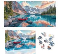 Ginfonr Puzzle de 1000 Piezas, Canoe Mirror - Puzzle para Adultos. Rompecabezas desafiante. Paisaje Juegos de Rompecabezas para Toda la Familia 41x80 cm