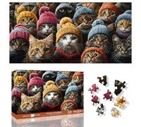 Ginfonr Puzzle de 1000 Piezas, Feline Gathering - Puzzle para Adultos. Rompecabezas desafiante. Animal Juegos de Rompecabezas para Toda la Familia 41x80 cm