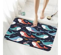Ginfult Alfombrilla de baño con diseño de ballena marina de dibujos animados, 40 x 60 cm, absorbente, antideslizante, alfombrilla de ducha de diatomeas para entrada