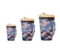 Ginfult Art Pink Japan Cherry Blossom - Paquete de 3 fundas de café helado para tazas de bebidas frías y calientes, funda de neopreno aislante reutilizable para taza de café con asa, 16 a 32 onzas