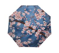 Ginfult Art Pink Japan Cherry Blossom - Paraguas compacto de viaje, resistente al viento, apertura automática, plegable, para lluvia, mujeres y hombres