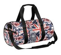 Ginfult Bolsa de lona deportiva con diseño de bandera del Reino Unido y flores del Big Ben de Londres, para mujeres y hombres, para gimnasio, viajes, fin de semana, con correa para el hombro