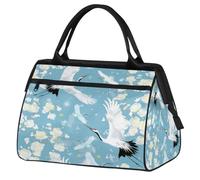 Ginfult Bolsa de lona deportiva con diseño de grullas japonesas, bolsa de lona para viajes, ligera, para gimnasio, fin de semana, para mujeres y hombres