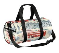 Ginfult Bolsa de lona deportiva con diseño del Big Ben de Londres dibujada a mano para mujeres y hombres, para gimnasio, viajes, fin de semana, con correa para el hombro