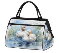 Ginfult Bolsa de lona deportiva con patrón de pato de acuarela, impermeable, ligera, para gimnasio, fin de semana, para mujeres y hombres