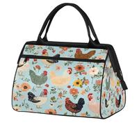 Ginfult Bolsa de lona deportiva de estilo retro con diseño de gallina y gallina, impermeable, ligera, para viajes, gimnasio, fin de semana, para mujeres y hombres