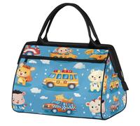 Ginfult Bolsa de lona impermeable con diseño de caricaturas, para viajes, gimnasio, fin de semana, para mujeres y hombres