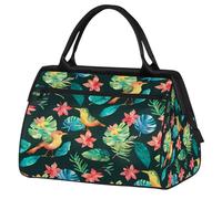 Ginfult Bolsa de lona impermeable con diseño de hojas de palmera tropicales, para viajes, para gimnasio, fin de semana, para mujeres y hombres