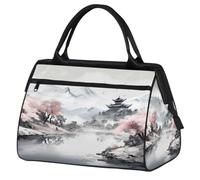 Ginfult Chinese Ink Moutain - Bolsa de lona impermeable para viajes, ligera, para gimnasio, fin de semana, para mujeres y hombres