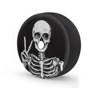 Ginfult Funda de repuesto para neumáticos de coche, remolque, camiones y remolques de 15 pulgadas, impermeable, con diseño de calavera humana y esqueleto