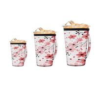 Ginfult Japan Plum Cherry Blossom - Paquete de 3 fundas de café helado para tazas de bebidas frías y calientes, funda de neopreno aislante reutilizable para taza de café con asa, 16 a 32 onzas