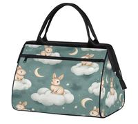 Ginfult Lindo conejo, animal, luna, deporte, bolsa de lona impermeable para viajes, gimnasio, fin de semana, para mujeres y hombres