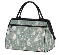 Ginfult Lindo conejo Foral Sport Bolsa de lona impermeable para viajes, ligera, gimnasio, fin de semana, para mujeres y hombres