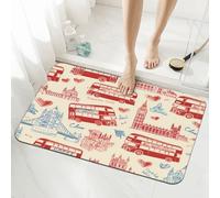 Ginfult London Bus Big Ben City Elements - Alfombrilla de baño absorbente y antideslizante (40 x 60 cm)