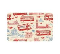Ginfult London Bus Big Ben City Elements - Alfombrilla de baño absorbente y antideslizante (50 x 80 cm)