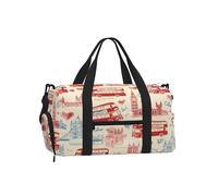 Ginfult London Bus Big Ben City Elements - Bolsa de gimnasio deportiva con compartimento para zapatos y bolsillo húmedo, bolsa de viaje impermeable para entrenamiento durante la noche, para mujeres y