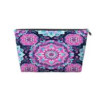 Ginfult Neceser de maquillaje con diseño de mandala, color rosa, azul, morado, impermeable, pequeño, portátil, para mujeres y niñas, de viaje