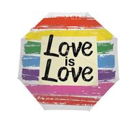 Ginfult Rainbow Love Is Love - Paraguas compacto de viaje, resistente al viento, apertura automática, plegable, para lluvia, mujeres y hombres