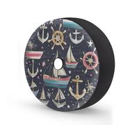 Ginfult Sea Ocean Anchor Compas - Cubierta de repuesto para neumáticos con agujero para cámara, fundas impermeables de 15 pulgadas, cubiertas elásticas para neumáticos de coche, remolque, camiones