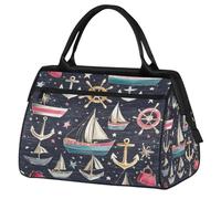 Ginfult Sea Ocean Anchor Compas Ship Sport - Bolsa de lona impermeable para viajes, ligera, para gimnasio, fin de semana, para mujeres y hombres