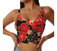 Ginfult Troditional Japan Cherry Blossom - Sujetadores deportivos para mujer, parte superior de yoga con brasier integrado, parte superior acolchada de línea larga, Flor de cerezo japonesa trodicional